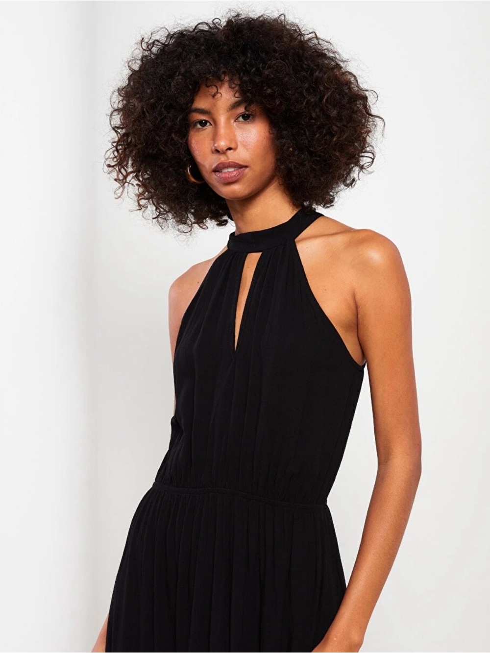 BCBGeneration Black One-Shoulder Halter Maxi Dress